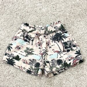 Janie and Jack Cream and Green Tropical Shorts